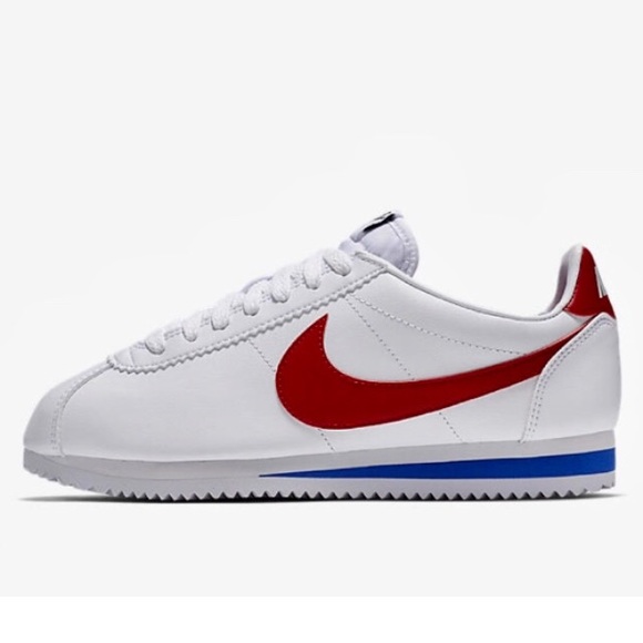 WMNS NIKE CLASSIC CORTEZ LEATHER WHITE RED BLUE - Picture 6 of 8
